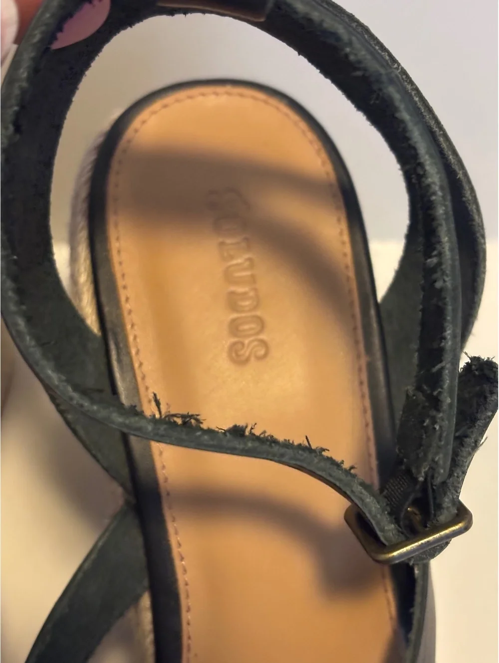 Soludos Charlotte Black Leather Wedge Espadrille Sandal